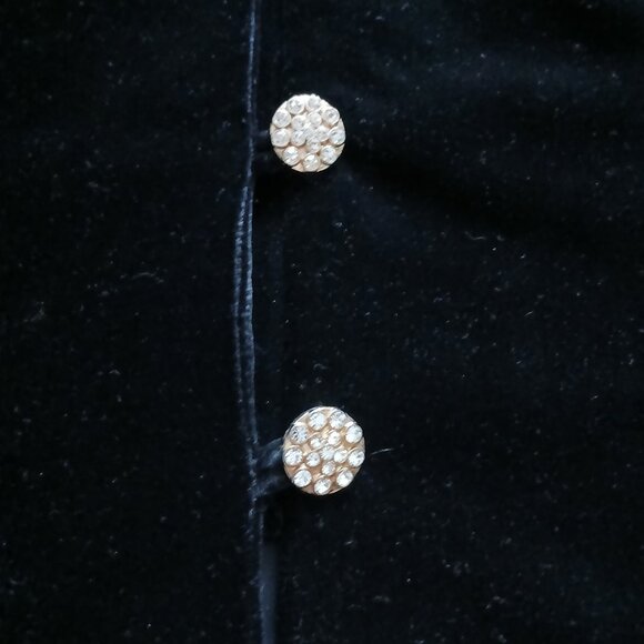 Vintage Bloomingdales Black Velour Jacket with Cluster Rhinestone Gold Buttons - Picture 5 of 6
